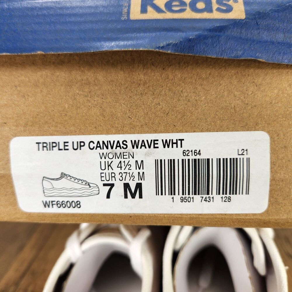 Keds Triple Up Canvas Wave Platform Shoes Womens Sz 7 M White Pastel Low WF66008 - Picture 11 of 11